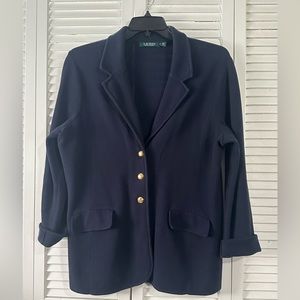 Lauren navy blue sweater blazer ~ XXL